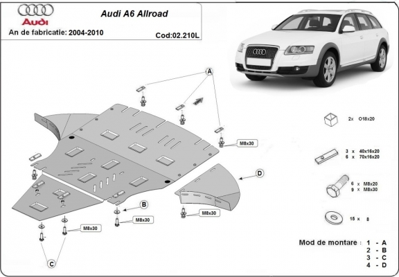 Protection sous moteur et de la boîte de vitesse Audi A6 Allroad 2 - avec latéraux