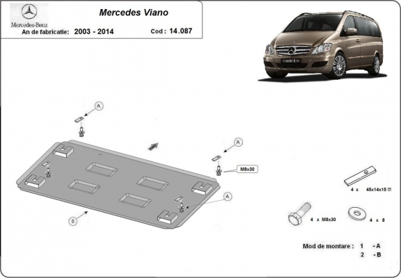 Protection Sous Moteur  Mercedes Viano W639 - 2.2 D 4x2, 4x4