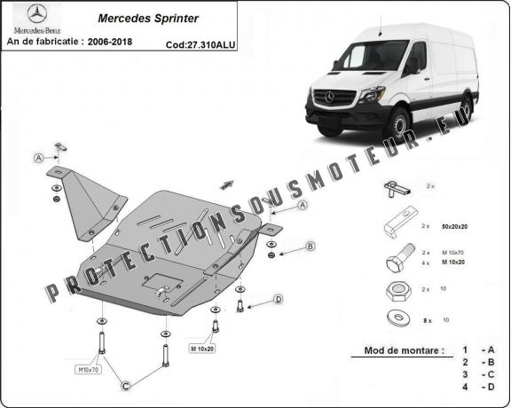 Protection sous moteur et de la boîte de vitesse Mercedes Sprinter - Aluminium