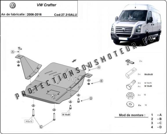 Protection sous moteur et de la boîte de vitesse Volkswagen Crafter - Aluminium