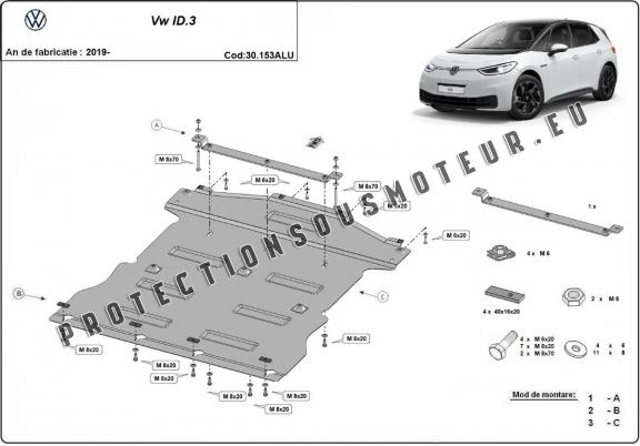 Protection sous moteur et de la boîte de vitesse Volkswagen ID.3  Aluminium