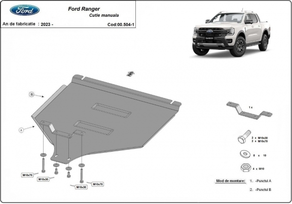 Protection de la boîte de vitess manuelle Ford Ranger
