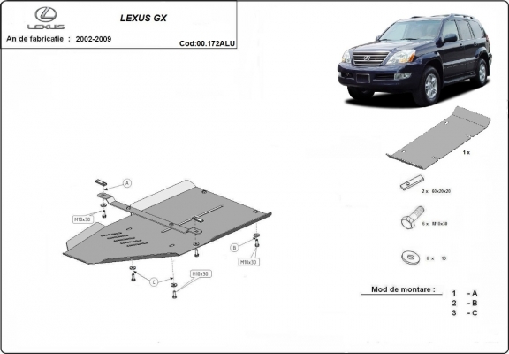 Aluminium protection de la boîte de vitesse Lexus GX