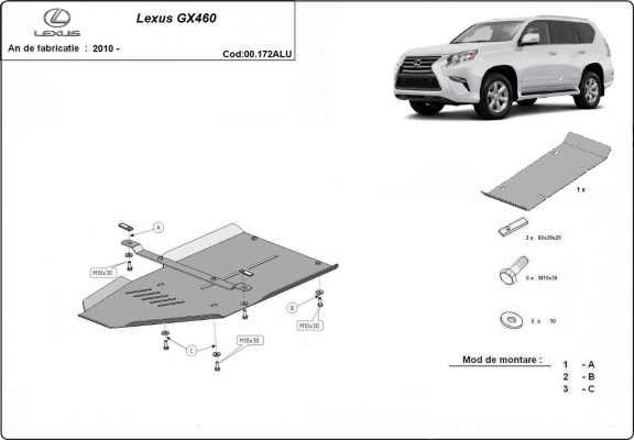 Aluminium protection de la boîte de vitesse Lexus GX460