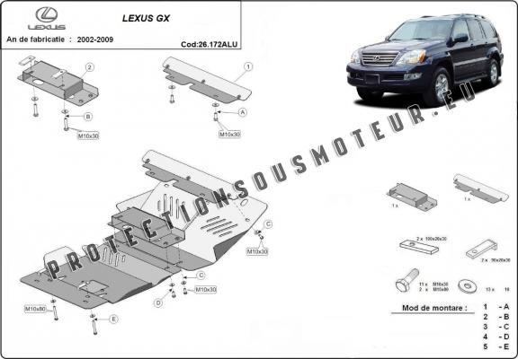 Protection Sous Moteur Toyota Hilux Revo Lexus GX - Aluminium