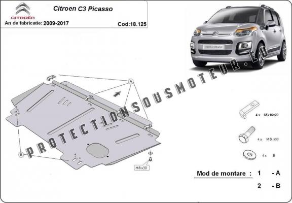 Protection sous moteur et de la boîte de vitesse Citroen C3 Picasso