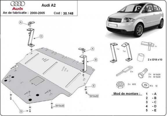 Protection sous moteur et de la boîte de vitesse Audi A2
