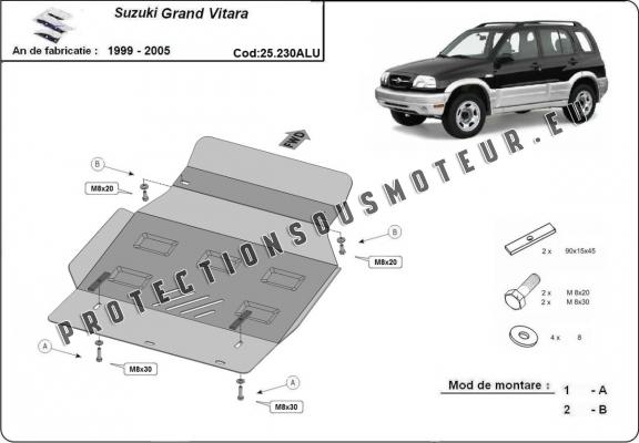 Protection sous moteur et de la boîte de vitesse Suzuki Grand Vitara- Aluminium  