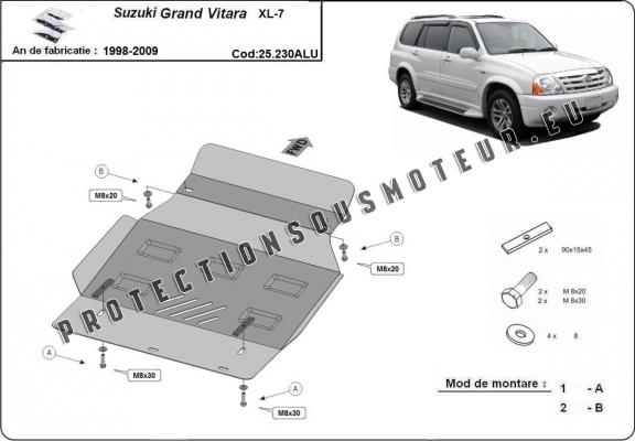 Protection sous moteur et de la boîte de vitesse Suzuki Grand Vitara  XL7- Aluminium  