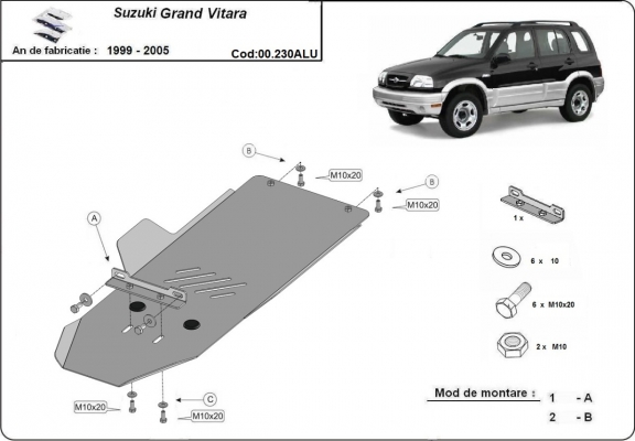 Aluminium protection de la boîte de vitesse Suzuki Grand Vitara