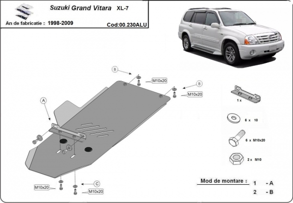Aluminium protection de la boîte de vitesse Suzuki Grand Vitara XL7