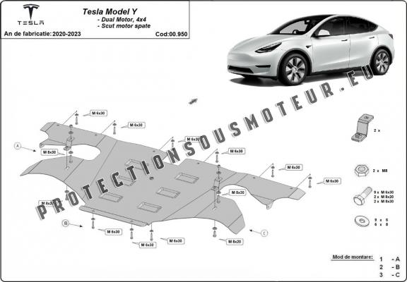 Protection sous moteur électrique arrière Tesla Model Y Protection sous moteur électrique arrière Tesla Model Y