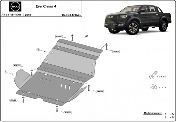 Protection sous moteur Evo Cross 4 - Aluminium 