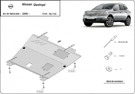 Protection sous moteur et de la boîte de vitesse Nissan Qashqai J10