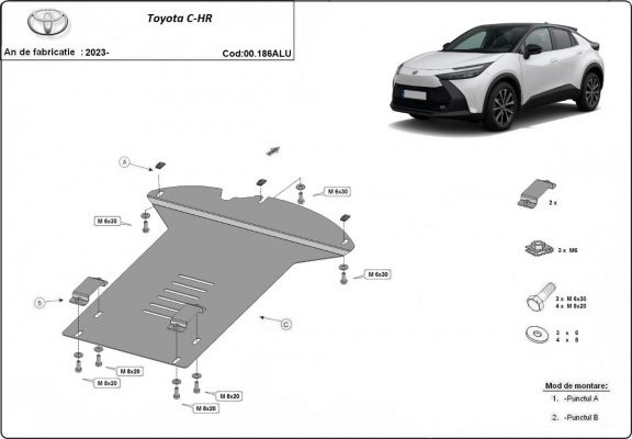 Protection / verrou de catalyseur en aluminium pour Toyota C-HR