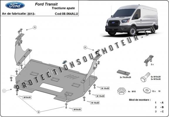 Aluminium protection sous moteur et de la boîte de vitesse Ford Transit RWD