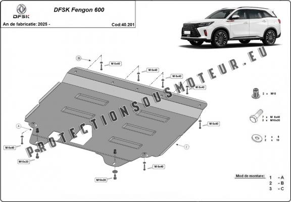Protection sous moteur et de la radiateur Dfsk Fengon 600