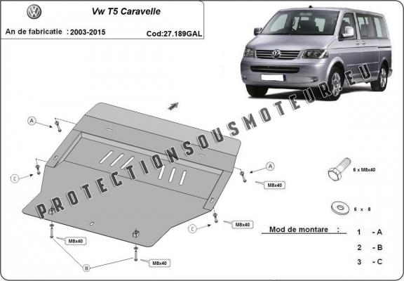 Acier galvanisé protection sous moteur et de la boîte de vitesse Volkswagen Transporter T5 Caravelle