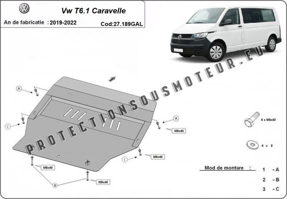 Acier galvanisé protection sous moteur et de la boîte de vitesse Volkswagen Transporter T6.1 Caravelle