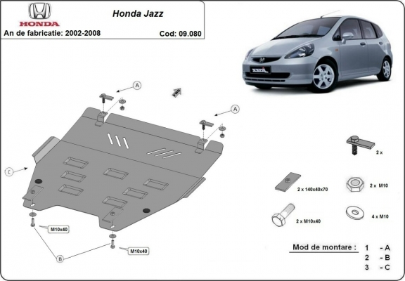 Protection sous moteur et de la boîte de vitesse Honda Jazz