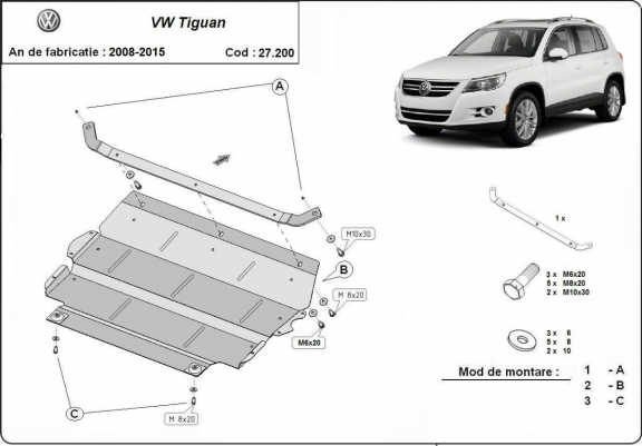 Protection sous moteur et de la boîte de vitesse VW Tiguan