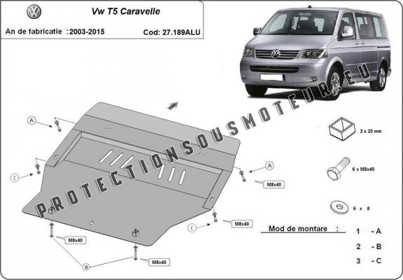 Protection sous moteur et de la boîte de vitesse Volkswagen Transporter T5 Caravelle Aluminium