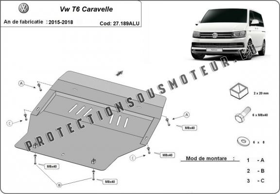 Protection sous moteur et de la boîte de vitesse Volkswagen Transporter T6 Caravelle Aluminium