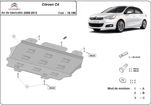 Protection sous moteur et de la boîte de vitesse Citroen C4