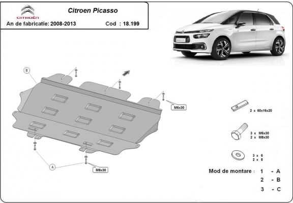 Protection sous moteur et de la boîte de vitesse Citroen C4 Picasso