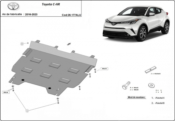 Protection sous moteur et de la boîte de vitesse  Toyota C-HR- Aluminium  