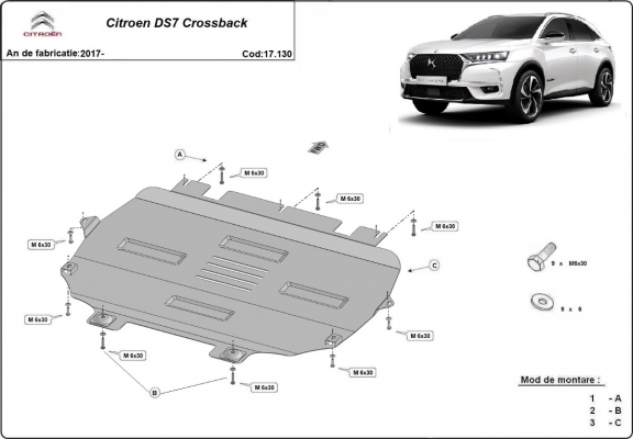 Protection sous moteur et de la boîte de vitesse Citroen DS 7 Crossback