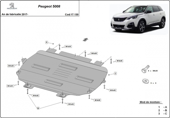 Protection sous moteur et de la boîte de vitesse Peugeot 5008