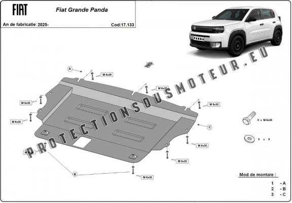 Protection sous moteur et de la boîte de vitesse Fiat Grande Panda