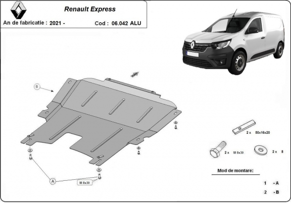  - Aluminum protection sous moteur et de la boîte de vitesse Renault Express