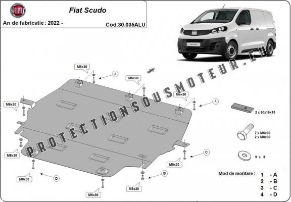 Protection sous moteur et de la boîte de vitesse Fiat Scudo - Aluminium 