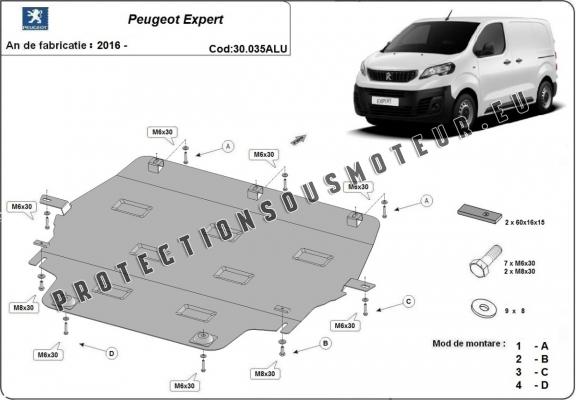 Protection sous moteur et de la boîte de vitesse Peugeot Expert - Aluminium 