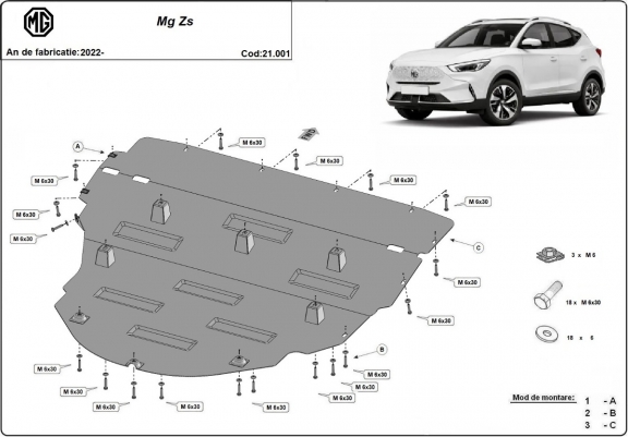 Protection sous moteur et de la boîte de vitesse MG ZS