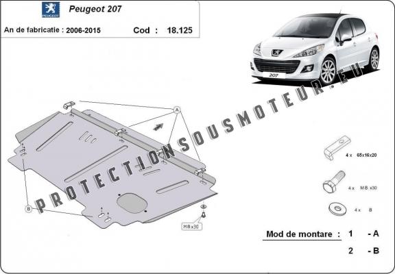 Protection sous moteur et de la boîte de vitesse Peugeot 207