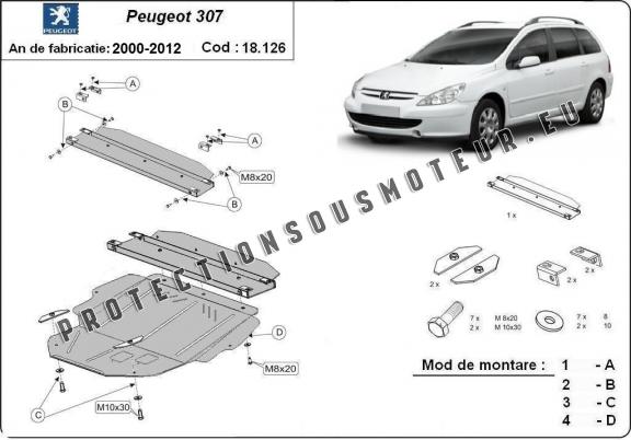 Protection sous moteur et de la boîte de vitesse Peugeot 307