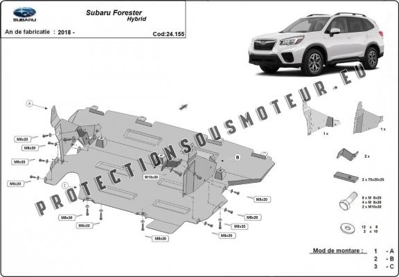 Protection sous moteur et de la radiateur Subaru Forester 5 Hybrid