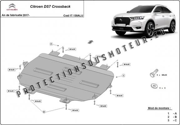 Protection sous moteur et de la boîte de vitesse Citroen DS7 Crossback - Aluminium 