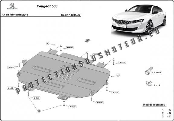 Protection sous moteur et de la boîte de vitesse Peugeot 508 - Aluminium 