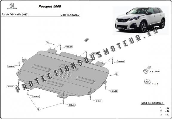 Protection sous moteur et de la boîte de vitesse Peugeot 5008 - Aluminium 