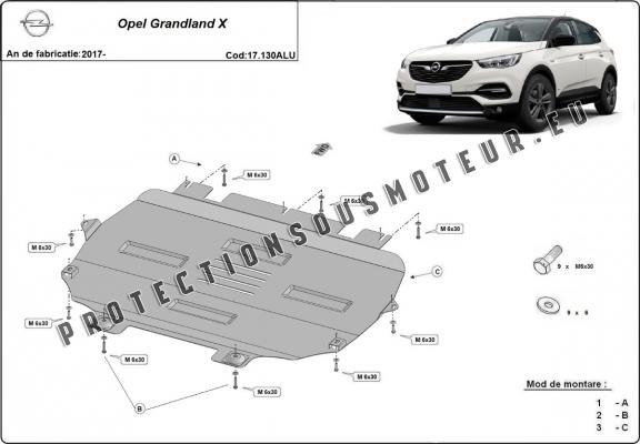 Protection sous moteur et de la boîte de vitesse Opel Grandland X - Aluminium 