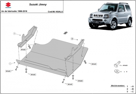 Protection sous moteur et de la boîte de vitesse Suzuki Jimny - aluminium