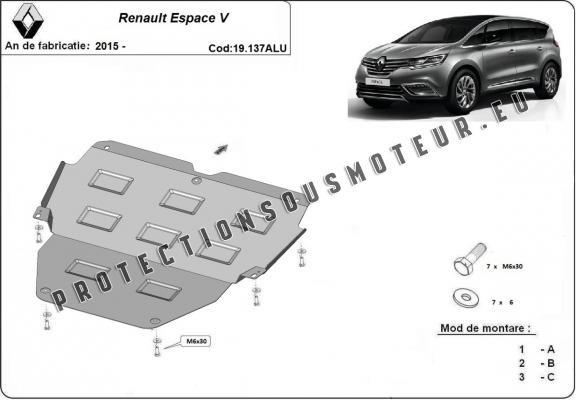 Aluminium protection sous moteur et de la boîte de vitesse Renault Espace