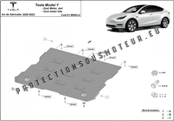 Protection moteur électrique avant en aluminium – Tesla model Y