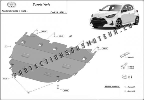 Protection sous moteur et de la boîte de vitesse  Toyota Yaris - Aluminium  