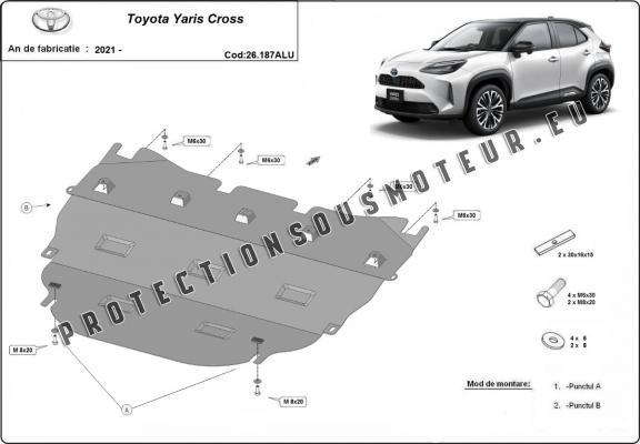 Protection sous moteur et de la boîte de vitesse  Toyota Yaris Cross - Aluminium  