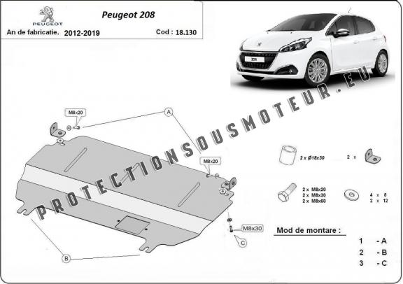 Protection sous moteur et de la boîte de vitesse Peugeot 208